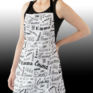 Emma Custom Name Black White Apron