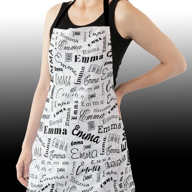 Emma Custom Name  Black White  Apron (Creator Uploaded)