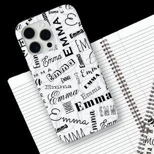 Emma Custom Name Black White iPhone 15 Pro Max Case