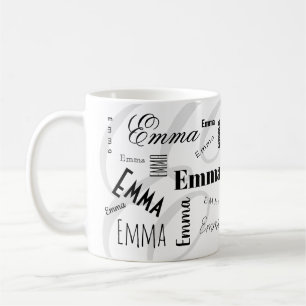 Emma Custom Name  Black White Coffee Mug