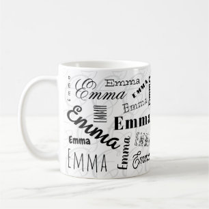 Emma Custom Name  Black White Coffee Mug