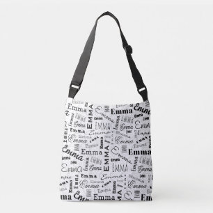 Emma Custom Name Black White Crossbody Bag