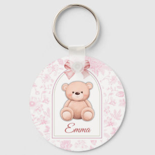 Emma Custom Pink Teddy Bear Nursery Design Key Ring