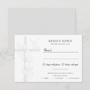 Emma Elegant Cross & Doves Wedding Meal Choice RSVP Card