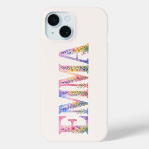 Emma Floral Watercolor Name iPhone 15 Case