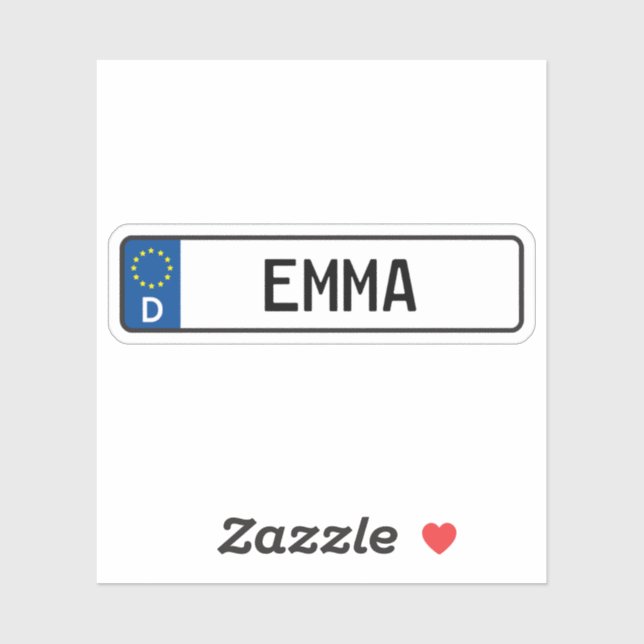 Emma German Car License Plate (Sheet)