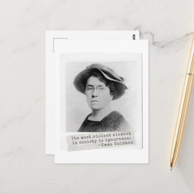 Emma Goldman Quote - Ignorance - Women's Activism Postcard (Front/Back In Situ)