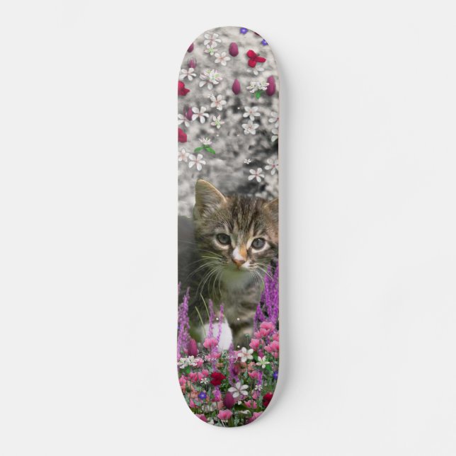 Emma in Flowers I – Little Grey Kitty Cat Skateboard (Front)