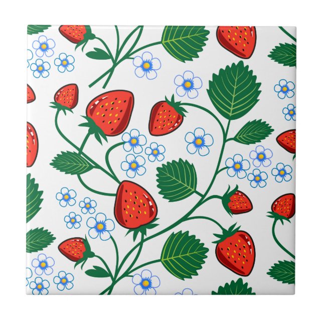 Emma Janeway Strawberries Ceramic Tile (Front)