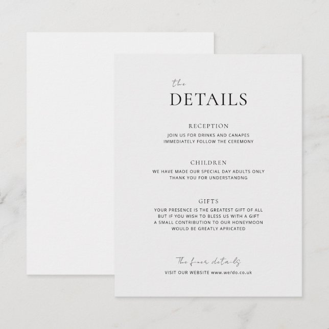 EMMA Minimalist Dove Gray Details Enclosure Card (Front/Back)