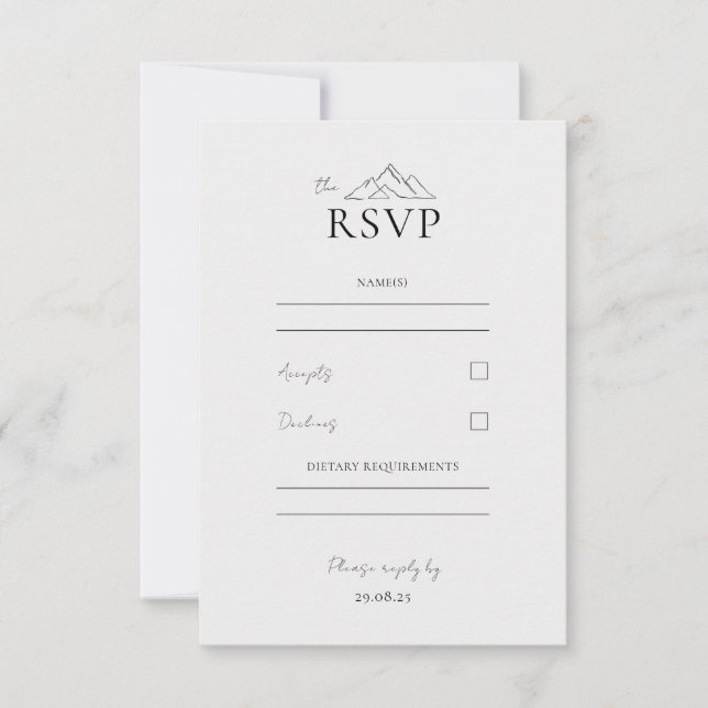 EMMA Mountain Minimalist Dove Gray Response Card (Front)