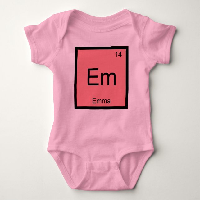 Emma Name Chemistry Element Periodic Table Baby Bodysuit (Front)