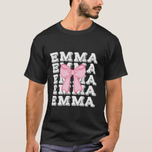 EMMA Name Coquette Big Pink Bow Simple Cute Girly T-Shirt