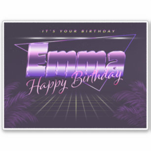 Emma name first name lila retro sticker birthday