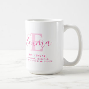 Emma name meaning and monogram pink text coffee mug