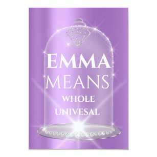 Emma Name Meaning Diamond Birthday Purple Invitation