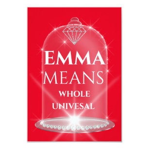 Emma Name Meaning Diamond Birthday Red Invitation