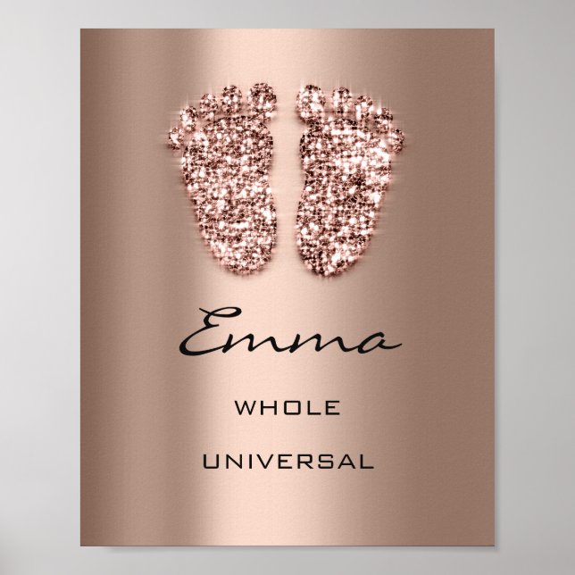 Emma Name Meaning New Baby Feet Rose Glitter Poster (Front)