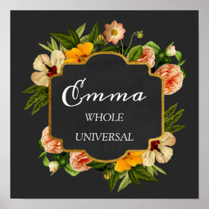 Emma Name Meaning Royal Roses Frame Gift Poster