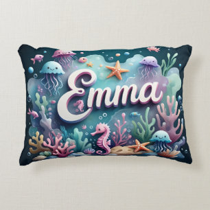 Emma Name Ocean Theme Decorative Sea Life Cushion