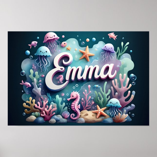 Emma Ocean Nursery Wall Art Underwater Sea Animals (Front)