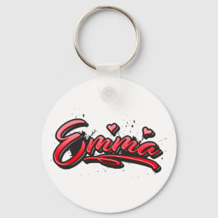 Emma red Heart Graffiti Schlüsselanhänger Key Ring