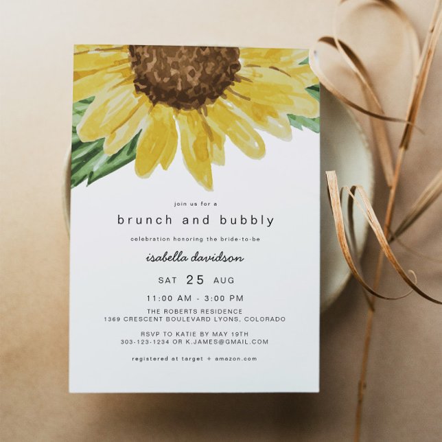 EMMA Rustic Sunflower Bridal Brunch + Bubbly Invitation (Creator Uploaded)