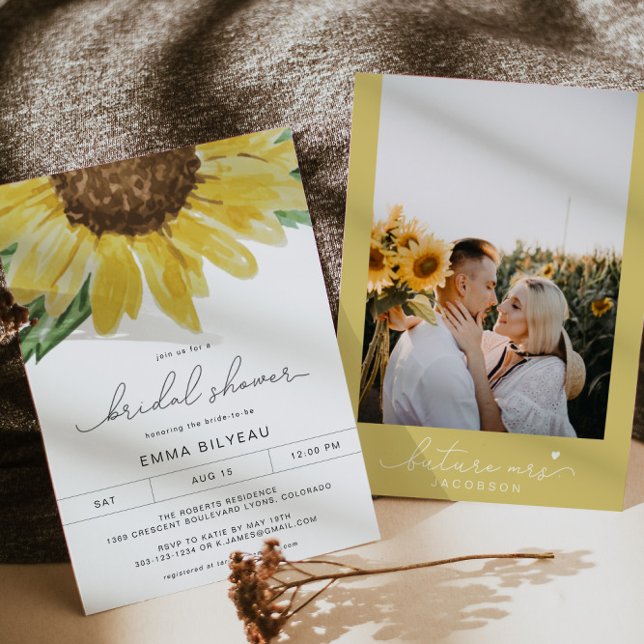 EMMA Rustic Sunflower Floral Country Bridal Shower Invitation (Creator Uploaded)