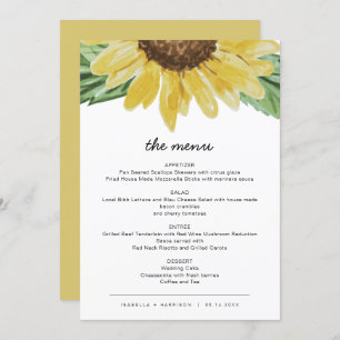 Emma - Rustic Sunflower Wedding Menu Cards