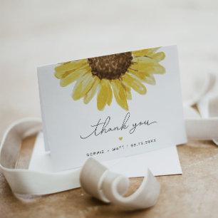 EMMA Rustic Watercolor Sunflower Thank You Card