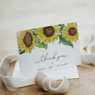 EMMA Rustic Watercolor Sunflower Thank You Card