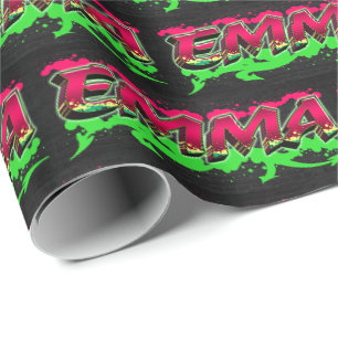 Emma Vorname Name Graffiti red green Wrapping Paper