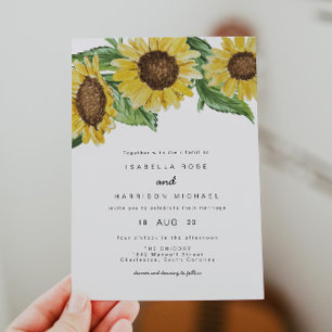 Emma - Watercolor Rustic Sunflower Country Barn Invitation