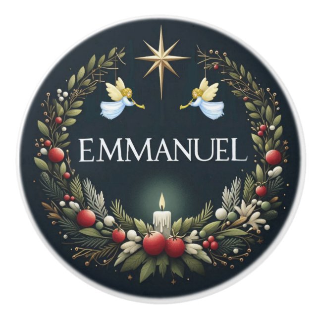 Emmanuel Christmas angels Ceramic Knob (Front)