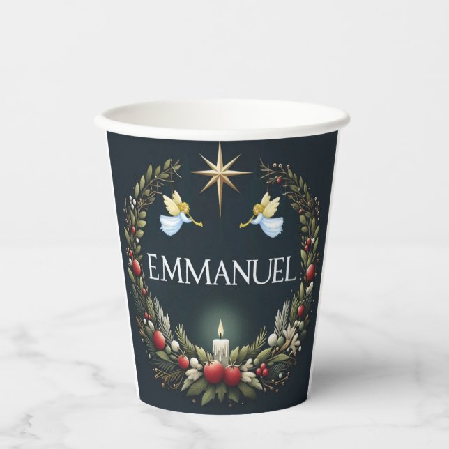 Emmanuel Christmas angels Paper Cups (Front)