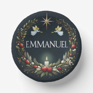 Emmanuel Christmas angels Paper Plate