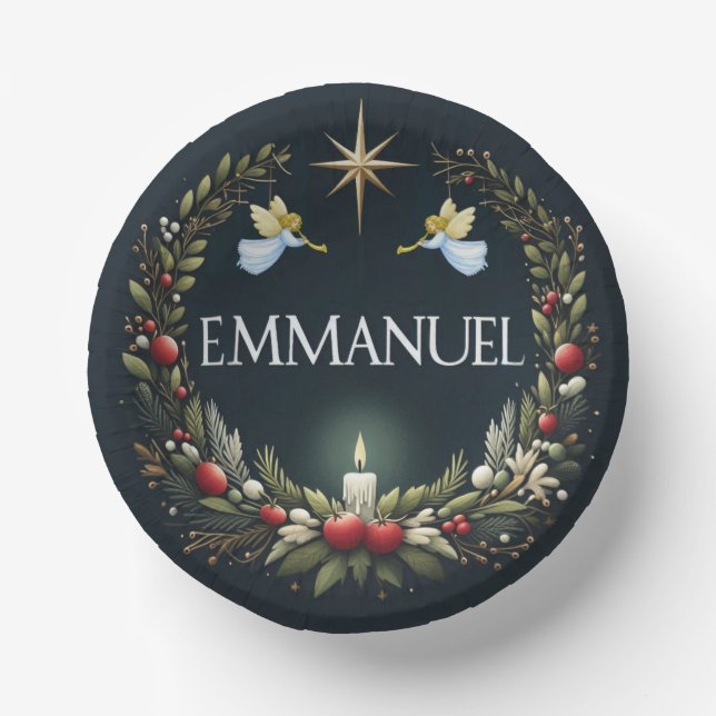 Emmanuel Christmas angels Paper Plate (Front)