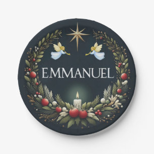Emmanuel Christmas angels Paper Plate