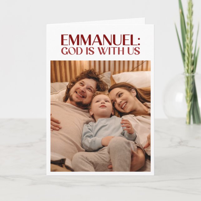 EMMANUEL God is with us Bible Christmas Two Photo Holiday Card (Front)