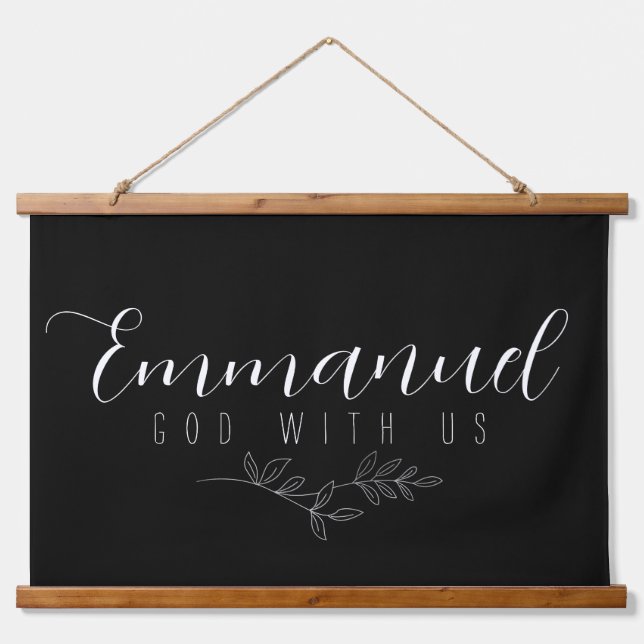  Emmanuel God With Us Botanical Elegant Leaves Art Hanging Tapestry (Front)
