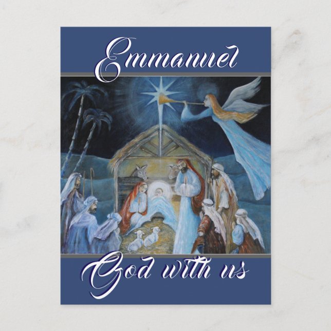 Emmanuel God with Us, Christmas Nativity Postcard (Front)