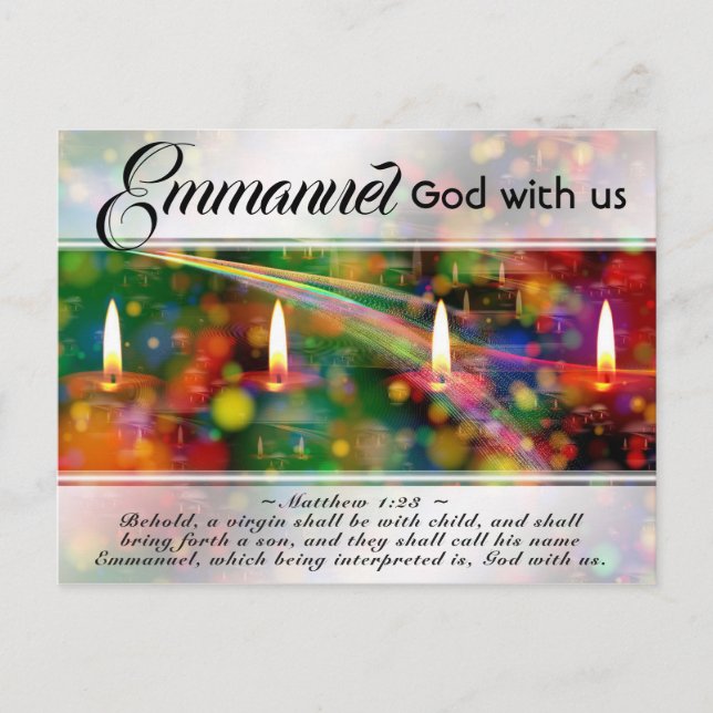 Emmanuel God with Us Matthew 1:23 Christmas Bible Postcard (Front)
