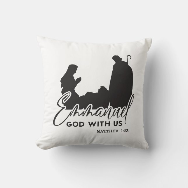 Emmanuel God With Us Nativity Christmas Cushion (Front)