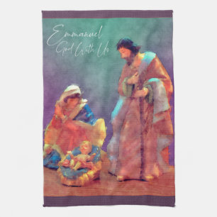 Emmanuel God with us Nativity  Tea Towel
