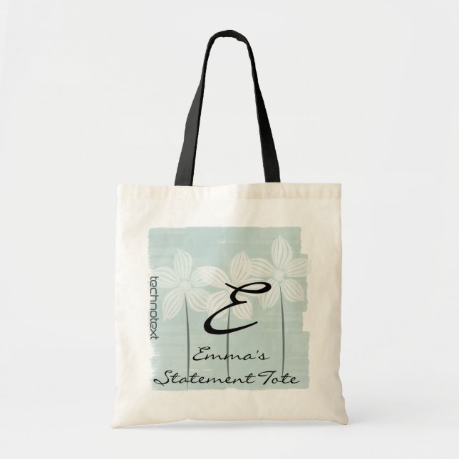 Emma's White Flowers Mint  Statement Tote Bag (Front)