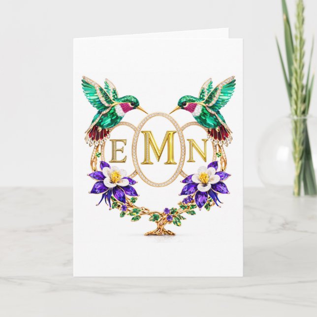 EMN Hummingbird Any Letters Custom Folded Wedding Invitation (Front)