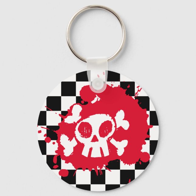 Emo Cartoon Skull Key Ring (Front)