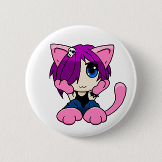 Emo cat girl 6 cm round badge