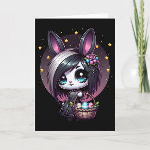 Emo Easter Bunny Cute Goth Girl Whimsigoth Egg Hun Card