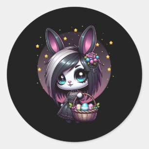 Emo Easter Bunny Cute Goth Girl Whimsigoth Egg Hun Classic Round Sticker